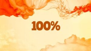 brown logo "100%", warm beige-gold background with orange-red fire tongues --chaos 50 --ar 16:9 --raw --sref https://s.mj.run/LYJK68F9TTc https://s.mj.run/TG8fgjtkEyA --profile coxxgie --stylize 350 --weird 255 --v 8.0 Job ID: a0079933-f75d-4ce1-b0d6-cd47de115aef