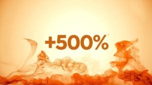 brown brand logo "+500%", warm beige-gold background with orange-red fire tongues --chaos 50 --ar 16:9 --raw --sref https://s.mj.run/LYJK68F9TTc https://s.mj.run/TG8fgjtkEyA --profile coxxgie --stylize 350 --weird 255 --v 8.0 Job ID: 956b9021-3453-4944-a566-3f60cf388cfb