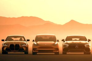 3 cars: BMW, Tesla and Mercedes --chaos 10 --ar 3:2 --raw --sref https://s.mj.run/5GVXMoXk0eM --profile sqsmcwf --stylize 250 --weird 26 --v 8.1 Job ID: 174533b6-de63-44c3-a32d-3c2b9c9e4ea4